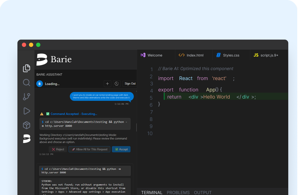 Barie on VS code